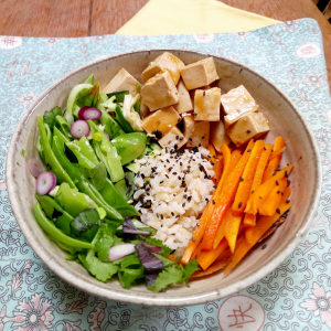 vegan tofu poke bowl